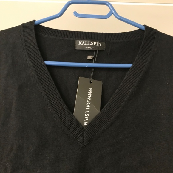Kallspin NWT Men’s 💯 % Cotton Knit Vest Sleeveless Black US XXL - Picture 3 of 7
